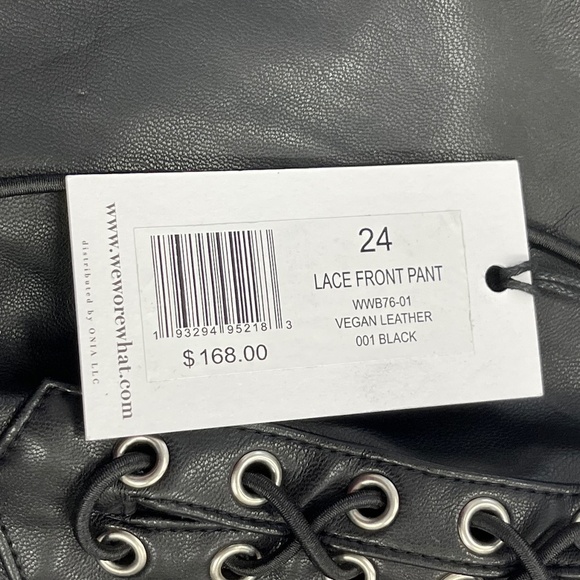 WeWoreWhat Faux Leather Lace Front Pant - Black - Size 24 - Picture 4 of 5
